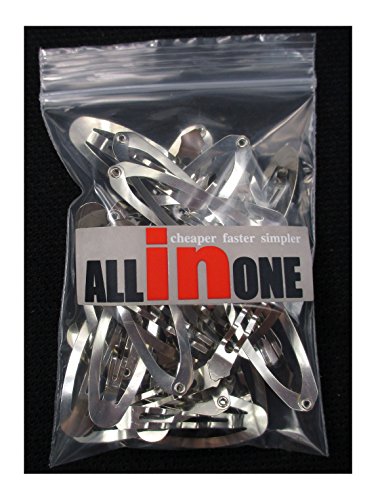All In One 50Pcs Metal Silver Oval Shape Snap Hair Clips/Barrettes For Diy 50Mm #TOP5