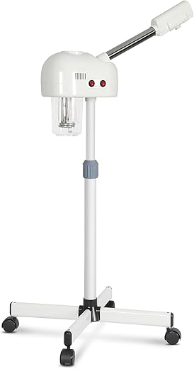 Professional Facial Steamer, Nano Ionic Skin Care Steamer with Fast Heating, Portable & Adjustable Steam Settings for Home Spa, Acne Treatment, Travel-Friendly Design（White