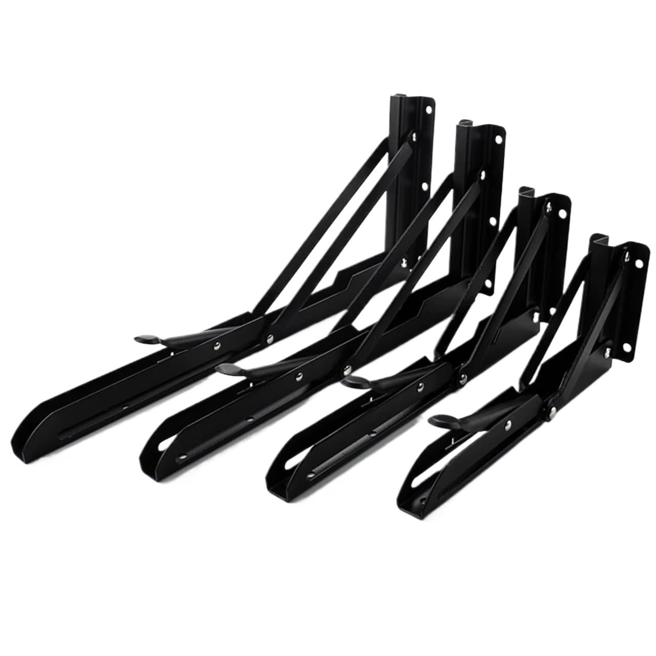 Hzomif Black 20Inch 4Pcs Heavy Duty Folding Shelf Bracket Stainless Steel Collapsible For Rv Table Work