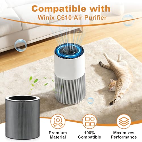 Image of 2 Pack C610 Replacement Filter Z Compatible with Winix C610 Air Purifier, 3-in-1 Advanced Filtration System with and Pre-Filter, Replaces Part # 1712-0121-00