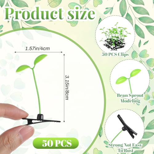50 Pinzas para cabello diseño brote de planta miniatura 2