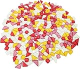 500 g zufällige unregelmäßige Glitzer-glänzende Glasmosaikfliesen zum Basteln, Großpackung, Glasmosaik-Stück-Set für Tassen, Bilderrahmen, Heimdekoration, DIY-Kunstprojekte (Mix Rot, Gelb, Weiß)