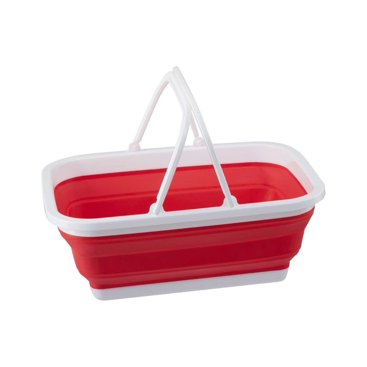 Premier Housewares Red White Basket With Handles/Collapsible Basket with Handles/Portable And Multifunctional Basket W39 x D28 x H15cm/ Stylish Basket
