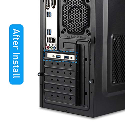 Image of RIITOP USB 3.0 Back Panel Expansion Bracket to 20-pin Header Cable Converter Adapter 2-port in Black 1.5 Feet