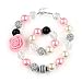 Bouren Fashion Girls Chunky Beads Bubblegum Necklace and Bracelet Set