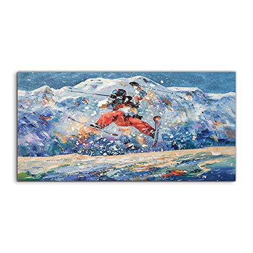 Winter skier snow image sur verre 140x70cm pour illuminer une pièce sombre