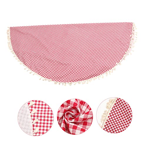 Nappe ronde à carreaux avec franges protectrice en coton-polyester pour repas - 7