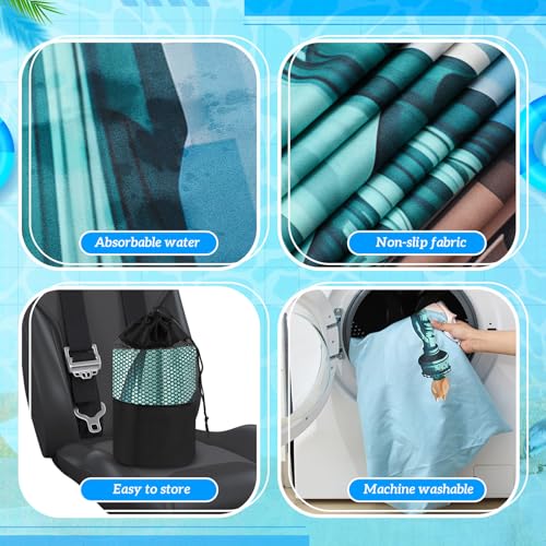 Image of Hahafelt 2 Pack Car Seat Towel Covers with Storage Bag, 63 x 32 Inch Universal Non Slip Waterproof Sweat Protector for Car Truck, Gym Swimming Running, Machine Washable (Statue of Liberty)