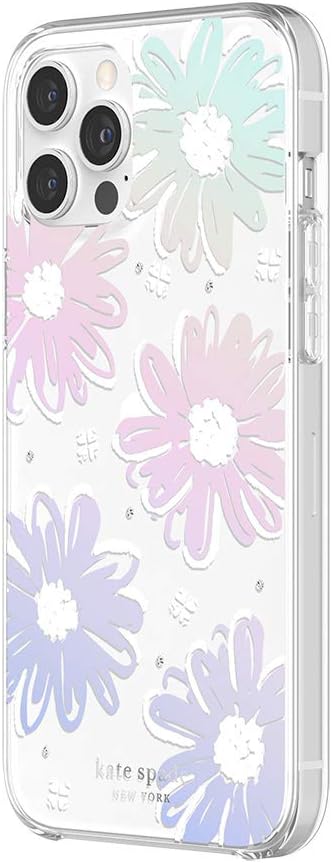 kate spade new york Protective Hardshell Case Compatible with iPhone 12 Pro Max - Daisy Iridescent Foil/White/Clear/Gems