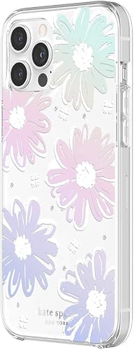 kate spade new york Protective Hardshell Case Compatible with iPhone 12 Pro Max - Daisy Iridescent Foil/White/Clear/Gems