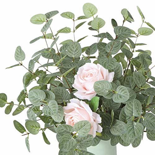 Binduo 9 Pcs Faux Eucalyptus Stems 28'' Fake Eucalyptus With Fake Leaves Real Touch Eucalyptus Plant Artificial Greenery Stems For Home Kitchen Living Room Bedroom Table Wedding Diy Decor #TOP1