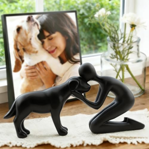 Lovin Product Hund & Ich Statue – Schwarze Skulptur Deko für Zuhause, Niedliches Haustier-Erinnerungsgeschenk für Hundeliebhaber, Figur für Regal, Wohnzimmer, Schlafzimmer, Büro-Schreibtisch