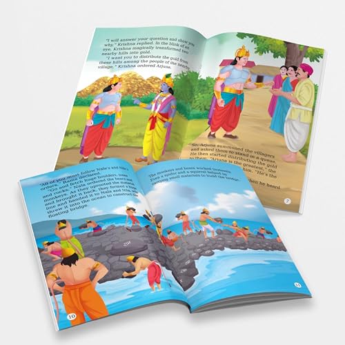 Image of Mythology Stories for Kids (Set of 6 Books) (Illustrated) - Moral Story Books for Kids - The Generosity of Rama, Vibhishana Joins Rama, Shiva and Arjuna, Krishna and Sudama, Rama ... Eye - Age 3+
