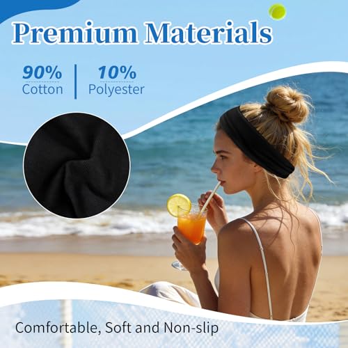 Image of YARIEW 6Pcs Headbands Paisley Bandanas Head Bands Sweat Band Hair Wrap Headwrap Fashion Boho Wide Thick Workout Yoga Elastic Headbands Mens Cooling Running Sports Headband Sweatbands for Women and Men