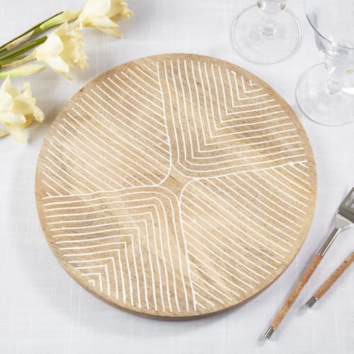 Platos cargadores rústicos de madera 13 pulgadas, juego de 4 miniatura 2