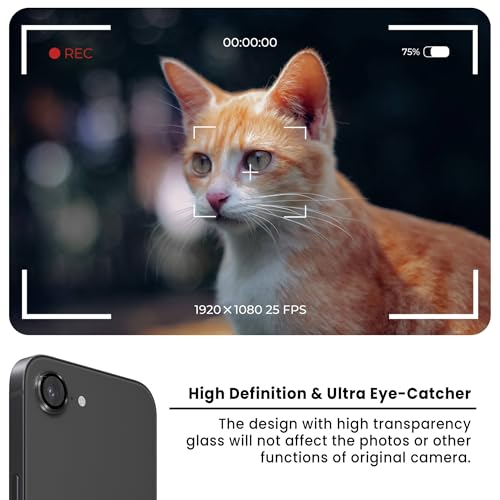 Image of ArmourPro Premium Camera Lens Protector Tempered Glass Compatible For iPhone 17e Tough HD Individual Aluminum Alloy Rings 9H Camera Cover, Scratch-Resistant,Camera Lens Protection| Black