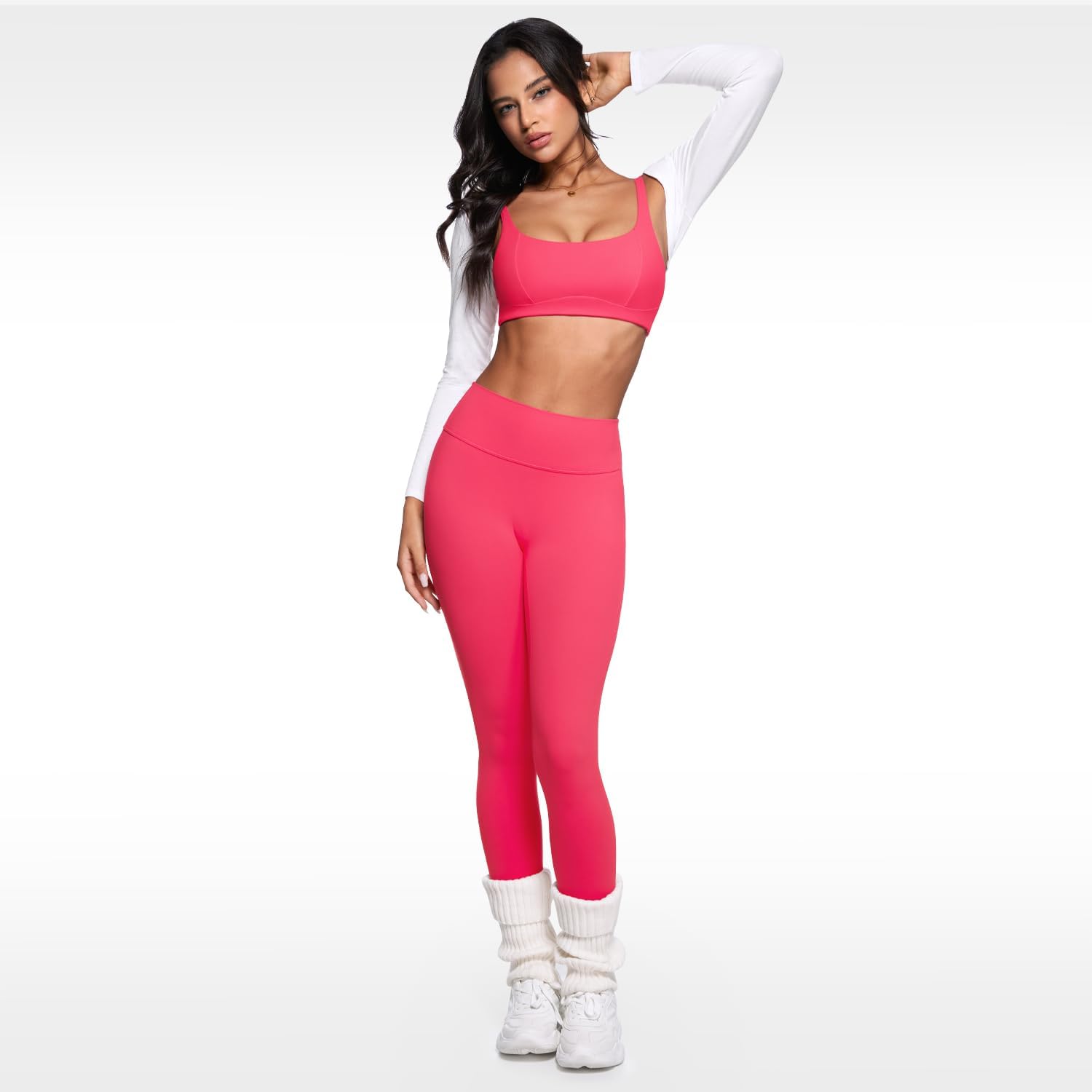 Women's Square Scoop Neck Sports Bra Thin Strap Padded Low Impact Yoga Bra Wireless Workout Crop Top - Image 6