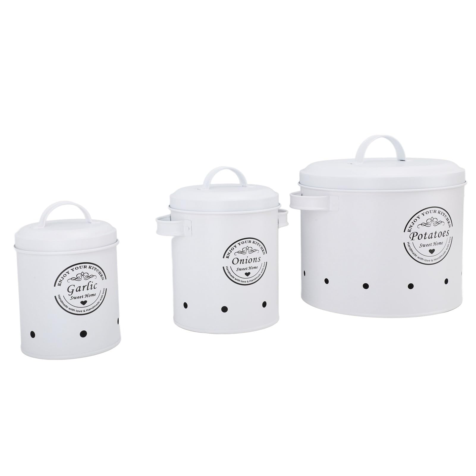 Kartoffel -Lagerbehälter mit Großer Kapazität mit Versiegeltem Design, 3pcs Kohlenstoffstahlbehälter für die Küchenorganisation