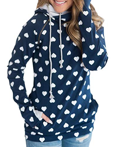 Barlver sudadera con capucha de manga larga con capucha para mujer, con cordones, camisa Ombre con bolsillos - Multicolor - Large