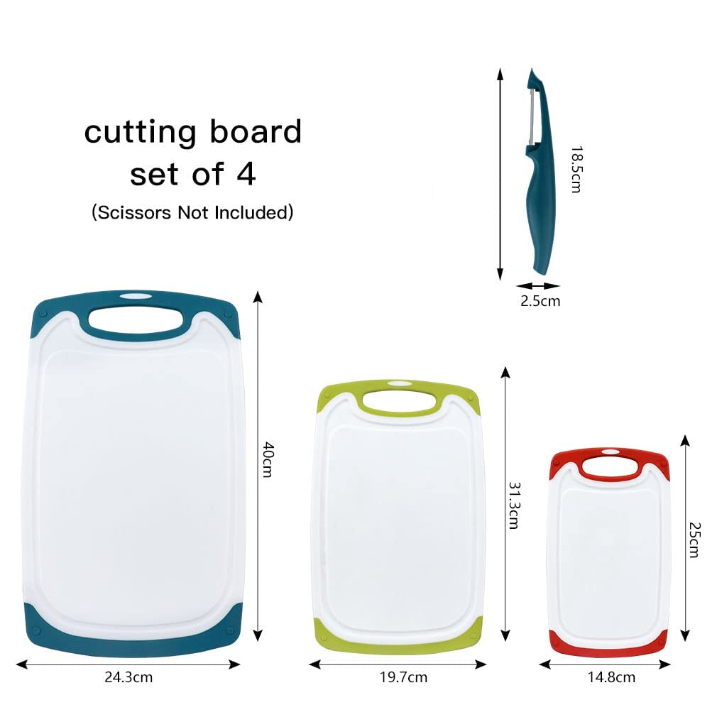 Set Taglieri In Plastica Senza BPA - 3 Misure, Con Piedini Antiscivolo E Scanalatura Succhi - Foto 7