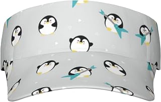 XIXIAN Cute Penguin Printed Adult Sunscreen Visor Cap Lightweight and Breathable Adult Sun Visor Empty top hat Versatile Outdoor hat Black