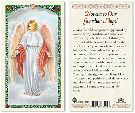 NOVENA TO OUR GUARDIAN ANGEL ENGLISH HOLY CARD LAMINATED PRAYER CARDS