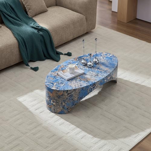 Modern Natural Marble Coffee Table for Living Room, 43 inch