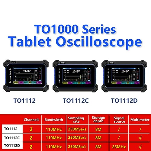 Image of Hantek TO1112D Touch Screen Digital Oscilloscope 2 Channels 110Mhz Hanheld Tablet Digital Oscilloscope +Signal Source+Multimeter