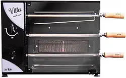 Churrasqueira a Gás Rotativa Arke Vitta 3 Espetos Preto Glp 220v