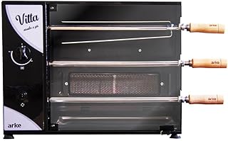 Churrasqueira a gás rotativa arke vitta 3 espetos preto glp 220v