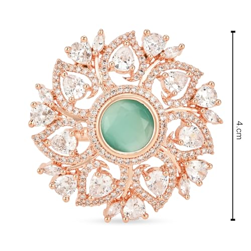 Image of I Jewels Rose Gold Plated Valentines Special Stylish Fashionable Design Floral CZ American Diamond Adjustable Finger Rings For Women & Girls (FL241)