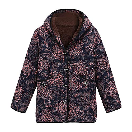 Mujer Abrigo Navidad Invierno,Sonnena Abrigo para Mujer Caliente Ropa Casual Al Aire Libre Manga Larga Color Liso Patrón Flores Retro Abrigo Largo Casual Mujer Elegante Señora Feliz Navidad