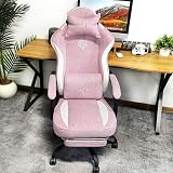 SITMOD Cute Fabric Gaming Chair with Footrest, High Back Ergonomic Computer Chair for Women, Reclining Gamer Chair with Pocket Spring, Cosy Desk Chair with Linkage Armrests, Pink
