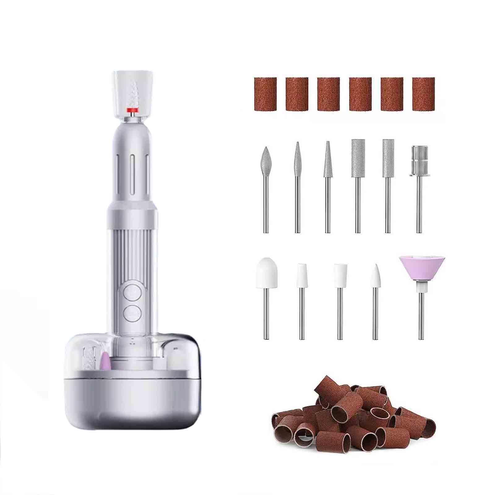 Torno Para Uñas Profesional Torno Uñas Cortauñas Electrico Adultos Nail cutter Alicate cortauñas Lima De Uñas Eléctrica Recargable Por USB Portátil 6 Velocidades Ajustables (24x130mm,Silver)