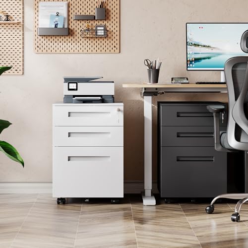 Image of DEVAISE 3 Drawer File Cabinet with Lock, Fully Assembled Except Casters