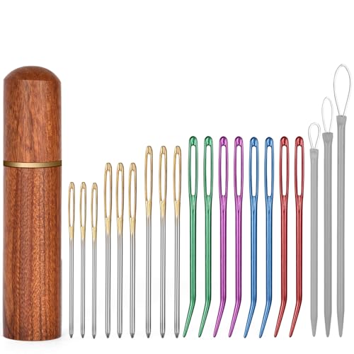 HOTUT 20 PCS Large Bent Needles, Big Eye Embroidery & Darning Needles for Knitting Crochet, Quilting, Weaving Crafts