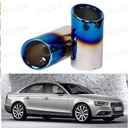 Chioimie Titanium Blue Exhaust Muffler Tail Pipe Tip Tailpipe for Audi A4 B8 2009-2014