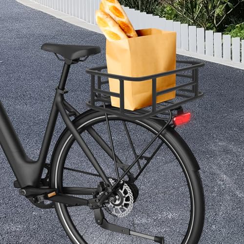 Donened - Fahrradkorb, Fahrrad Gepäckträger Korb, Hinten Fahrradkorb, für Meisten Fahrräder mit Gepäckträger, Schwarz (45.5x32.5x15cm)