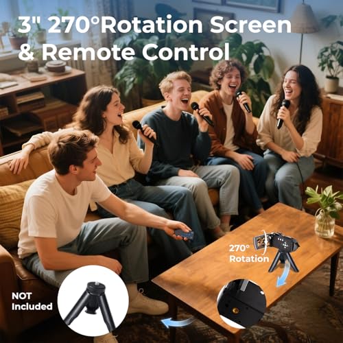 Videokamera 4K 64MP Camcorder für YouTube, Video Kamera 18X Digitalzoom 3,0" 270° IPS Bildschirm, Vlogging Kamera mit 32GB SD-Karte, Batterie, Fernbedienung – Bild 6