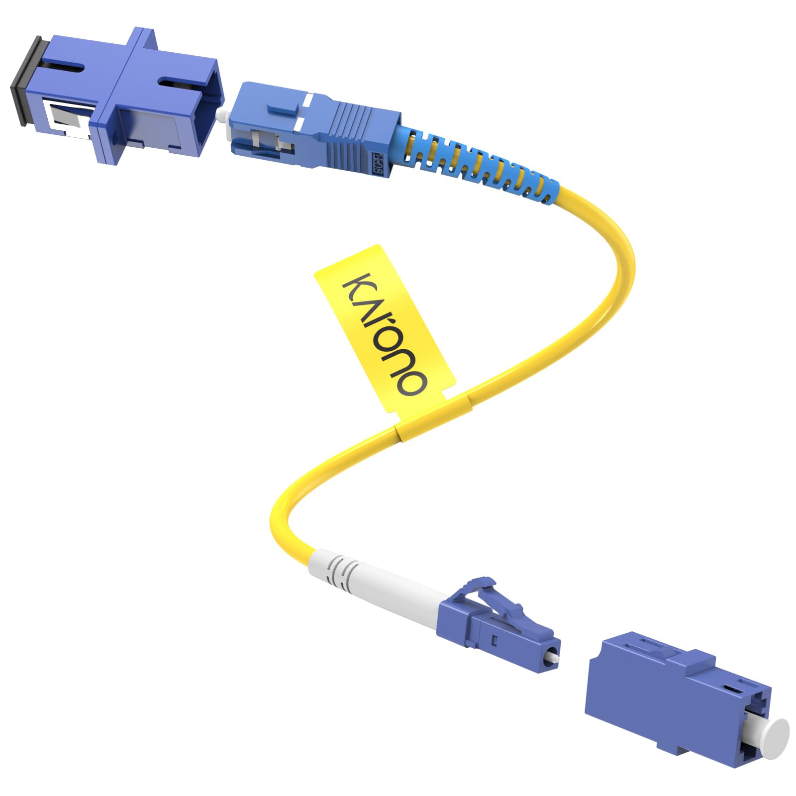 Karono Fiber Optic Adapter, LC to SC Adapter Cable, Singlemode 9/125 Simplex, Hybrid Connector Coupler Converter Dongle, Male & Female Mutual Transfer Fiber Optic Cable(1 ft.)
