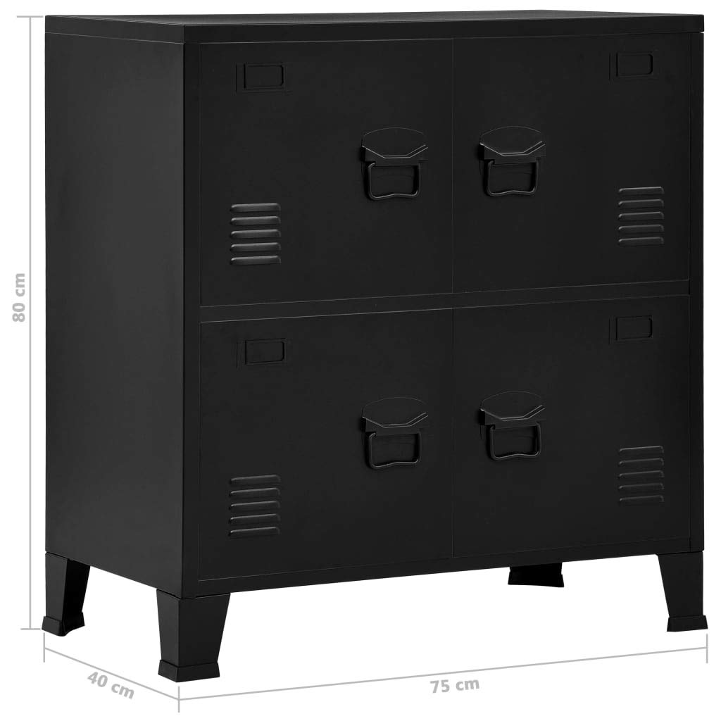 GuyAna Armadio Classificatore Industriale Nero 75x40x80 cm in Acciaio,Armadio Classificatore,Armadi Archivio,Schedario da Ufficio,Cassettiera da Ufficio