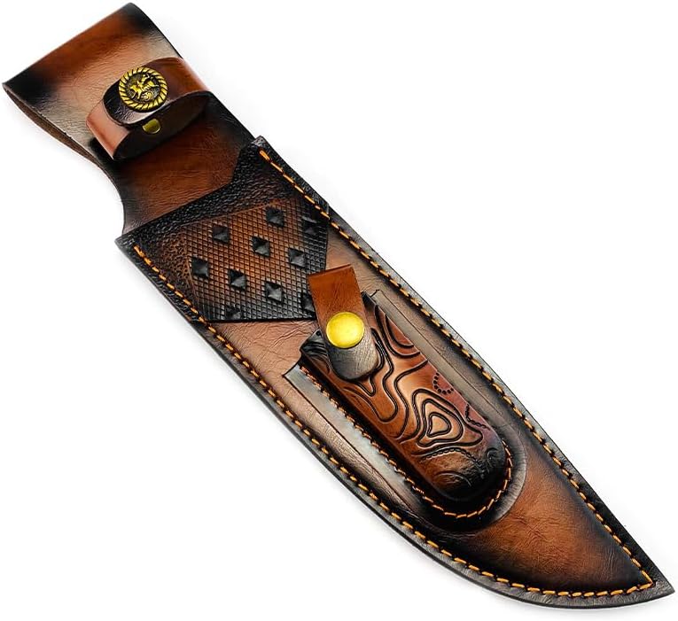 1PC Knife Sheath, 2 in 1 Leather Case for with Belt Loop and Snap Closure Fits for Outdoor Search, Rescue, Hiking