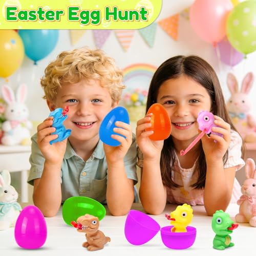 CHILDGO Easter Dinosaur Toys for Kids, 6 Pack Filled Easter Egg with Dinosaur Tongue Out Squeeze Toys, Funny Novelty Toys for Boys & Girls,Perfect for Easter Hunt,Basket Stuffers & Party Favors by CHILDGO - Used condition - Image 4