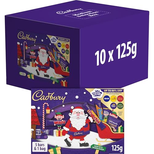 Cadbury Chocolate Selection Box 125g (Box of 10) great stocking filler office gift or for Christmas parties