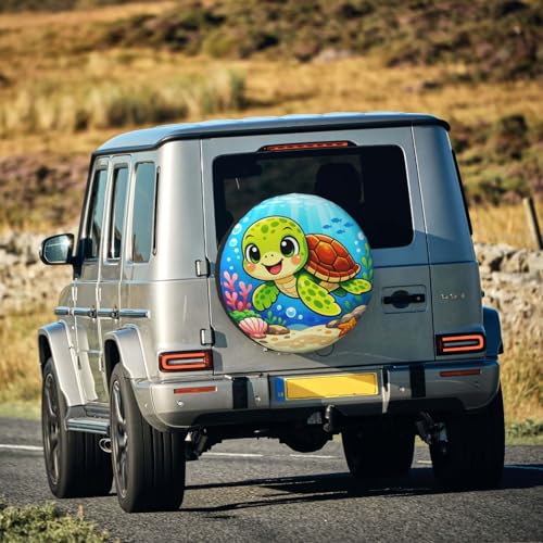 Image of Sea Turtle Spare Tire Cover - Funny Wheel Protectors Waterproof Universal Wheel Cover for SUV Rv Travel Trailer Camper Truck 16 Inch