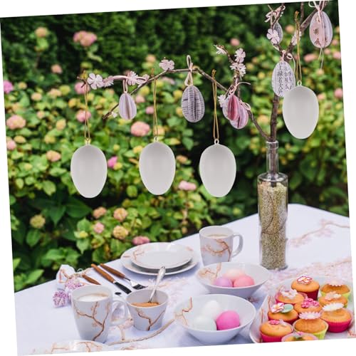 NUOBESTY 24 Stück Teiliges Ostereihalter Set Holz Weiße Eier und Stabile Halter DIY Eierbecher für Glatte Oberfläche Dekorativ und Sicher für Familienfeiern – Bild 8
