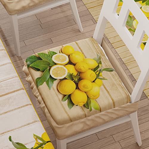 PETTI Artigiani Italiani - Cojines para Silla de Cocina con elástico de 2 Piezas, Fundas de cojín para Silla de Microfibra con elástico 40 x 40 cm - Juego de 2 diseños de limón 100% Made in Italy Cover