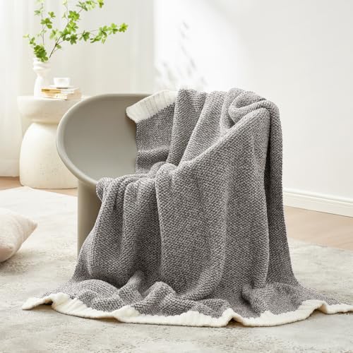 Image of Snuggle Sac Grey Throw, Super Soft Warm Oversized Fuzzy Plush Blanket, Dark Grey, 50x70 inches