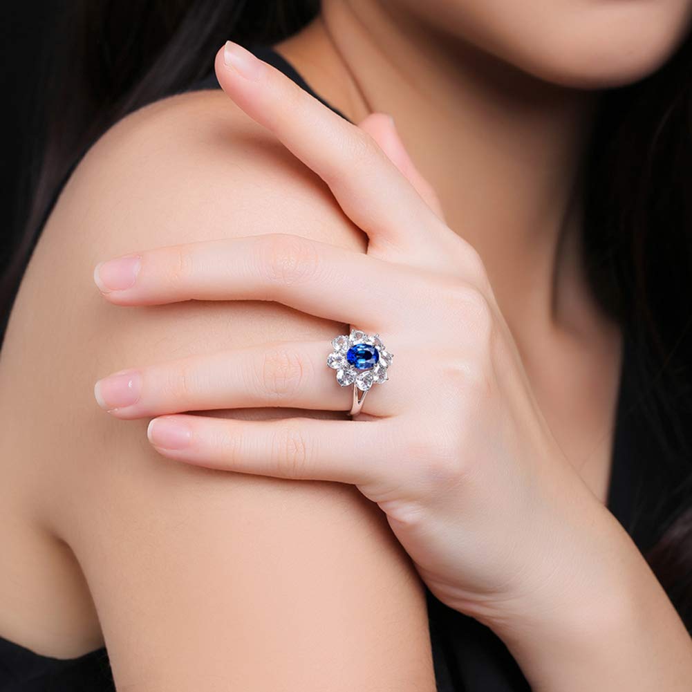 Anello Di Fidanzamento Da Donna Con Pietra Portafortuna E Zaffiro, Per - Foto 3