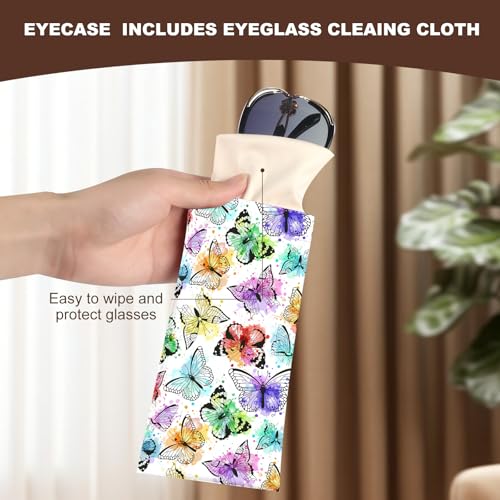 Image of Anikathy 2Pcs Sunglass Eyeglass Glasses Case Soft PU Leather with Cleaning Cloth Cute Glasses Pouch Bag for Men Women Girs